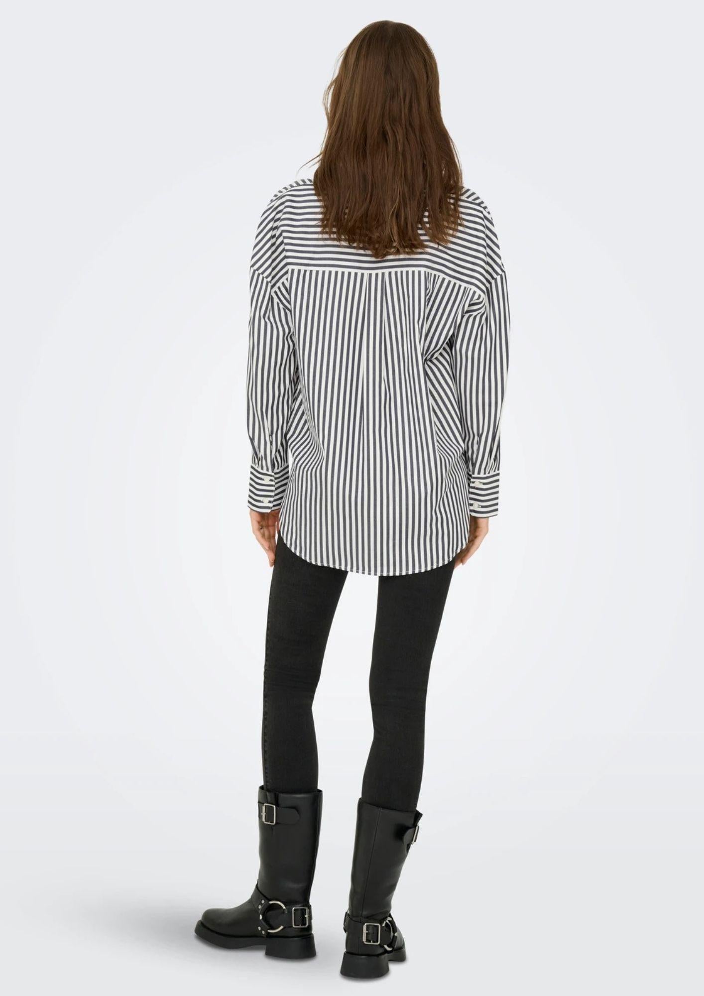 Jacqueline De Yong Camicia Donna Vesper Bianca a righe 15338857 Cloud Dancer CHOCOLATE TORTE JACQUELINE DE YONG 