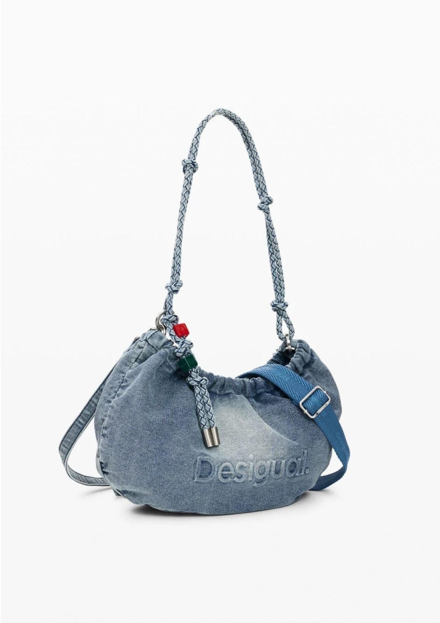 Desigual Borsa Donna Bag Half Logo Denim Waverly Blu Denim Chiaro 26SAXD05 5005 DESIGUAL 