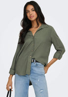 Only Camicia Donna Goa Verde Oliva 15363991 Smokey Olive ONLY 