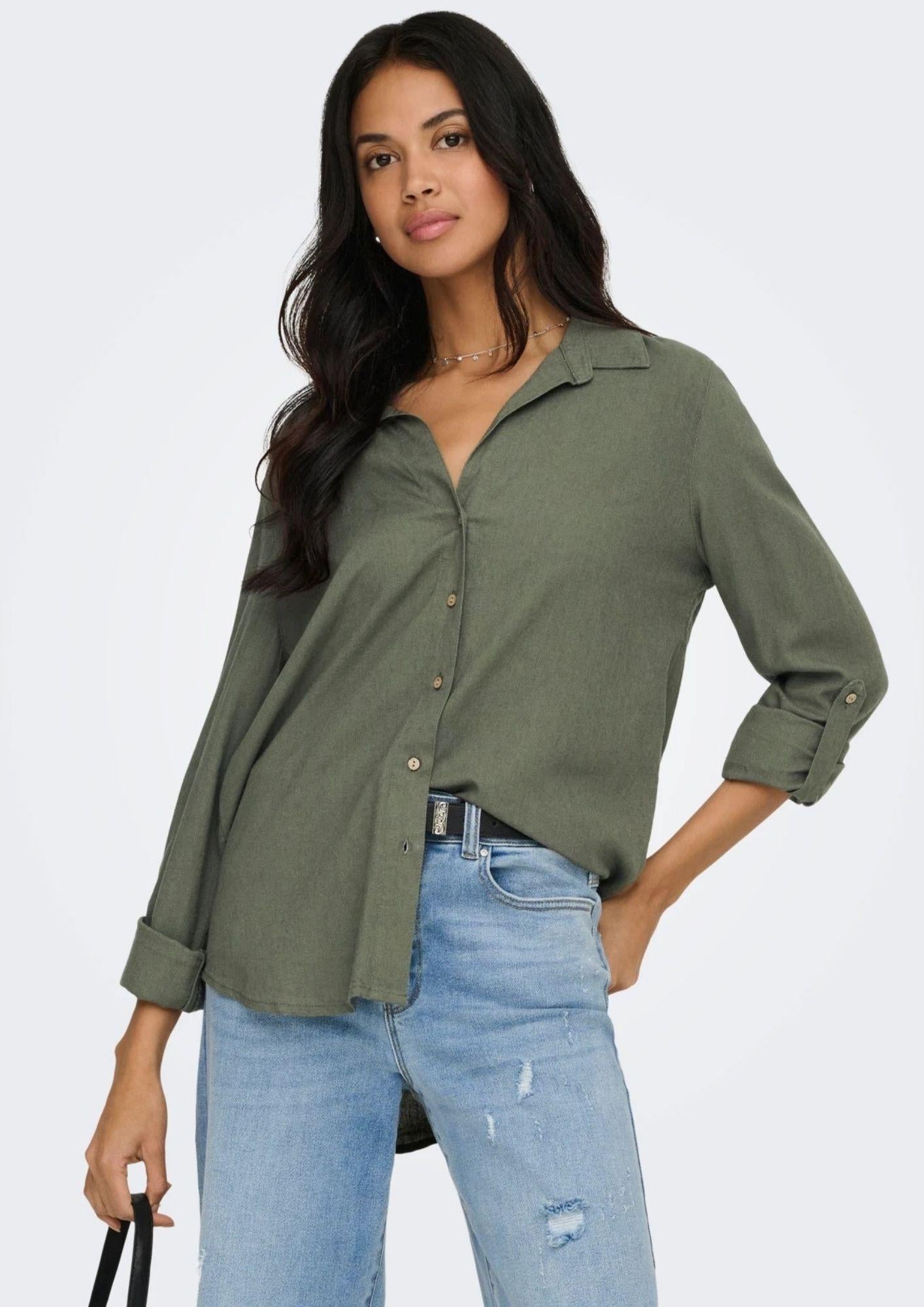 Only Camicia Donna Goa Verde Oliva 15363991 Smokey Olive ONLY 