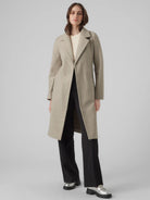 Vero Moda Cappotto Donna Fortuneaya Beige 10278330 Silver Mink MELANGE VERO MODA 