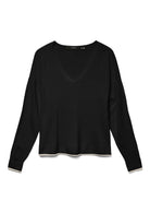 Vero Moda Pullover Donna Breeze Nero Dettaglia Bianchi 10311090 Black W. BIRCH CONTRAST VERO MODA 