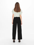 Jacqueline De Yong Pantaloni A Gamba Larga Donna Geggo Wide Leg Fit Nero 15208430 Black BLACK BUTTONS JACQUELINE DE YONG 