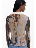 Desigual Maglietta in chiffon con polsini Donna Marrone 25WWTK26 6110 DESIGUAL 