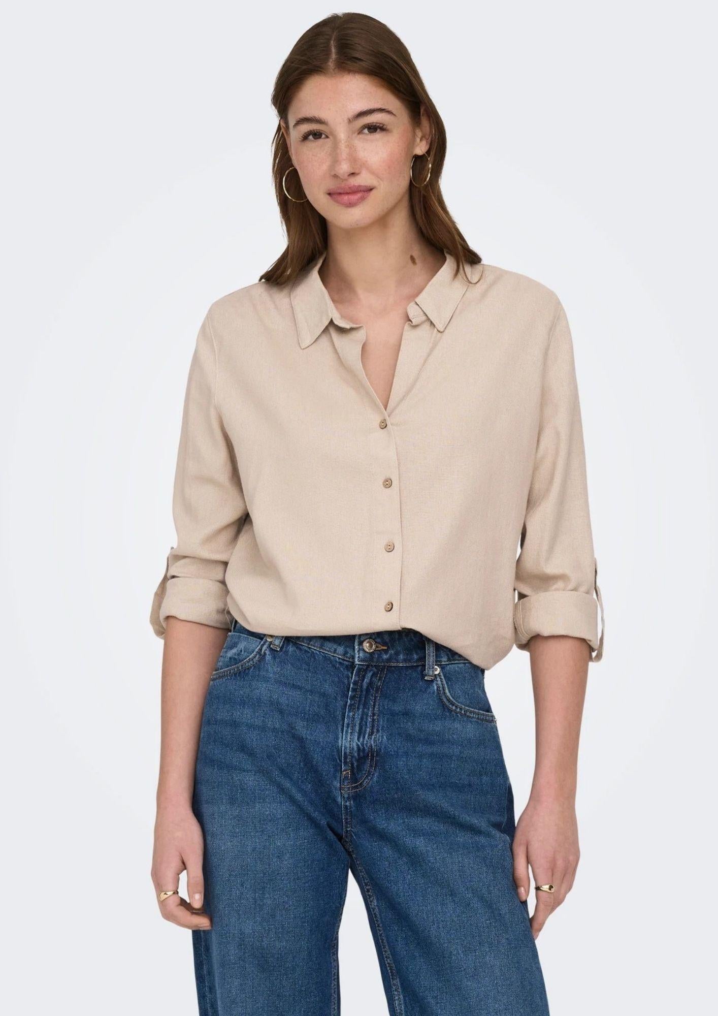 Only Camicia Donna Goa Beige 15363991 Oxford Tan ONLY 