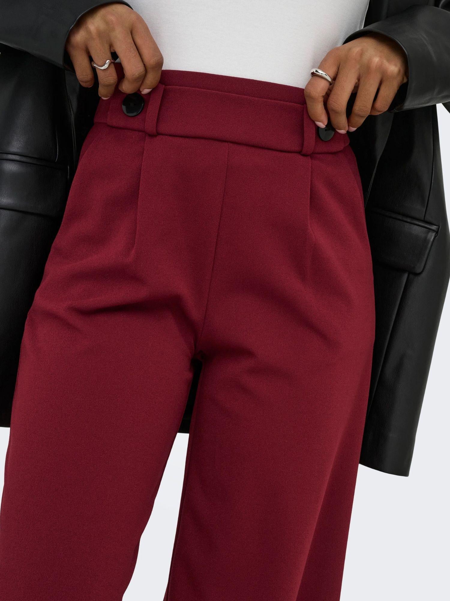 Jacqueline De Yong Pantaloni A Gamba Larga Donna Geggo Wide Leg Fit Cabernet 15208430 Cabernet BLACK BUTTONS JACQUELINE DE YONG 