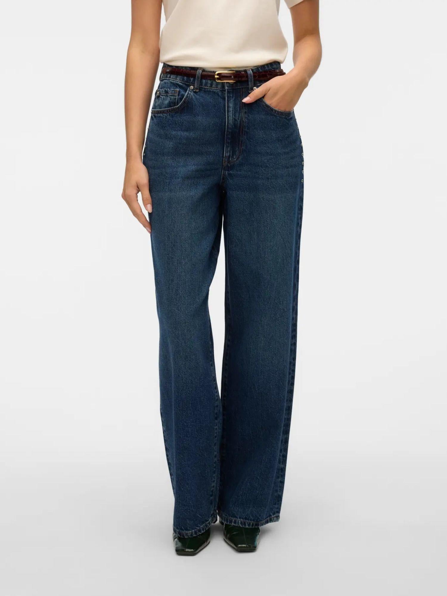 Vero Moda VMRAE Jeans Wide Fit Donna Dark Blue Denim 10336550 Dark Blue Denim VERO MODA 