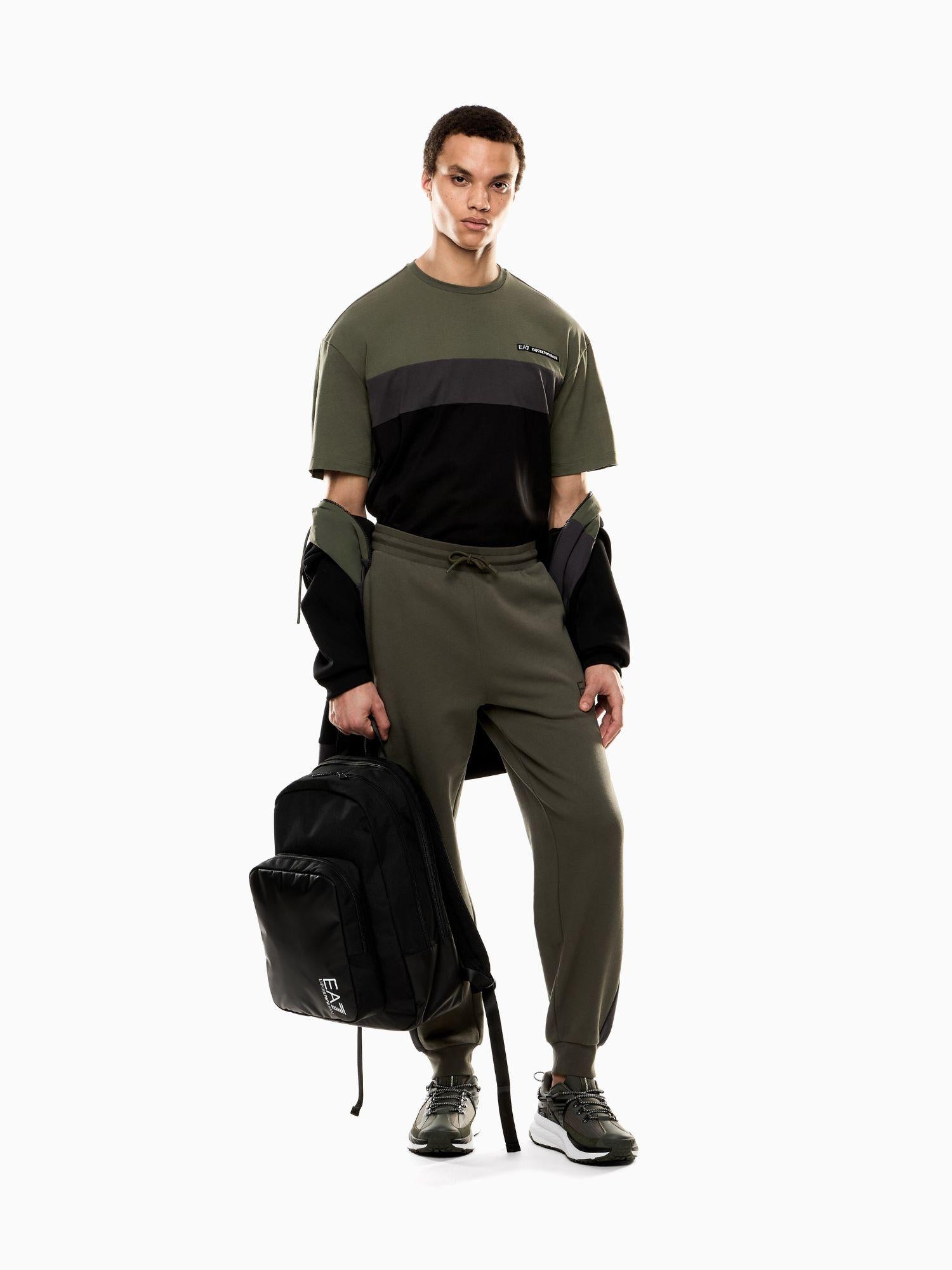 EA7 Emporio Armani Felpa con cappuccio Athletic Colour Block in nylon e misto viscosa Uomo Verde 7M000938 AF17003 U8100 EA7 EMPORIO ARMANI 