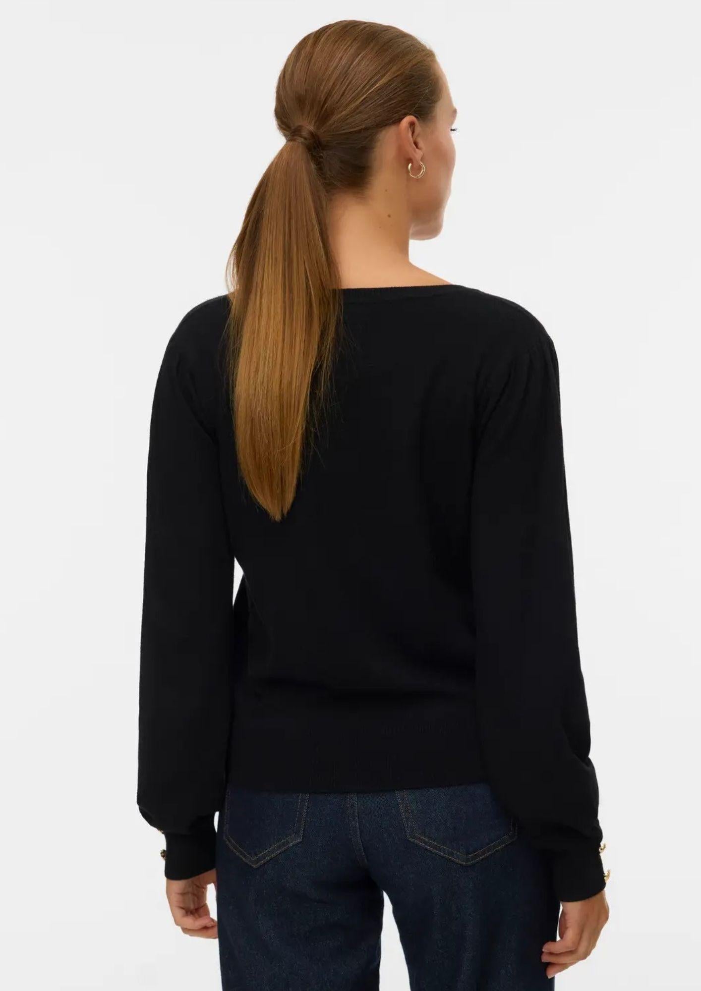 Vero Moda Maglione Donna Hollycaris Nero 10310578 Black W. GOLD BUTTONS VERO MODA 