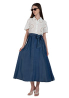 Yes Zee Abito Donna Bianco e Blu Denim A425 E600 0101 YES ZEE 