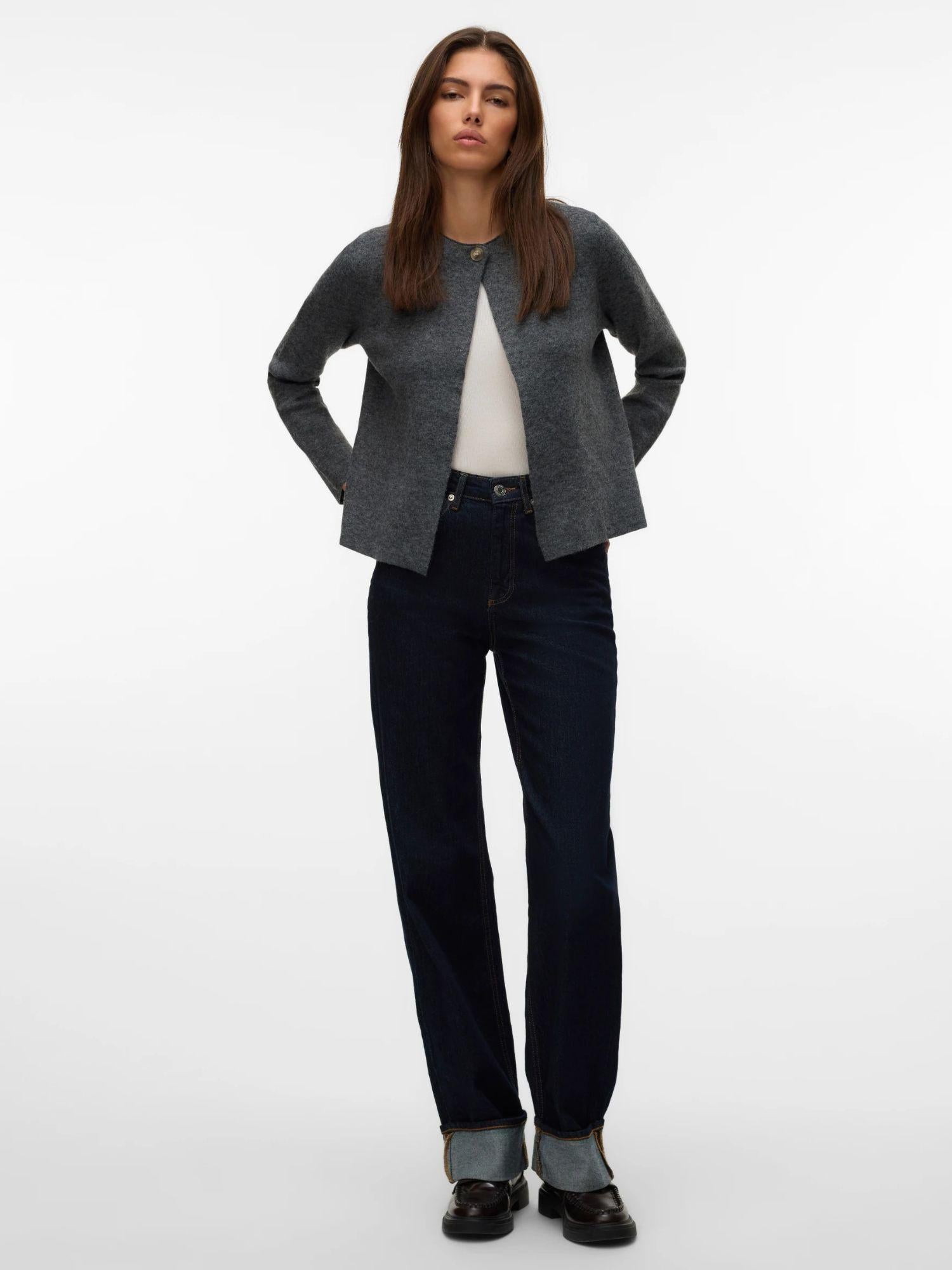 Vero Moda VMMARINA Cardigan in Maglia Donna Grey Dark Grey Melange 10331339 Dark Grey Melange VERO MODA 
