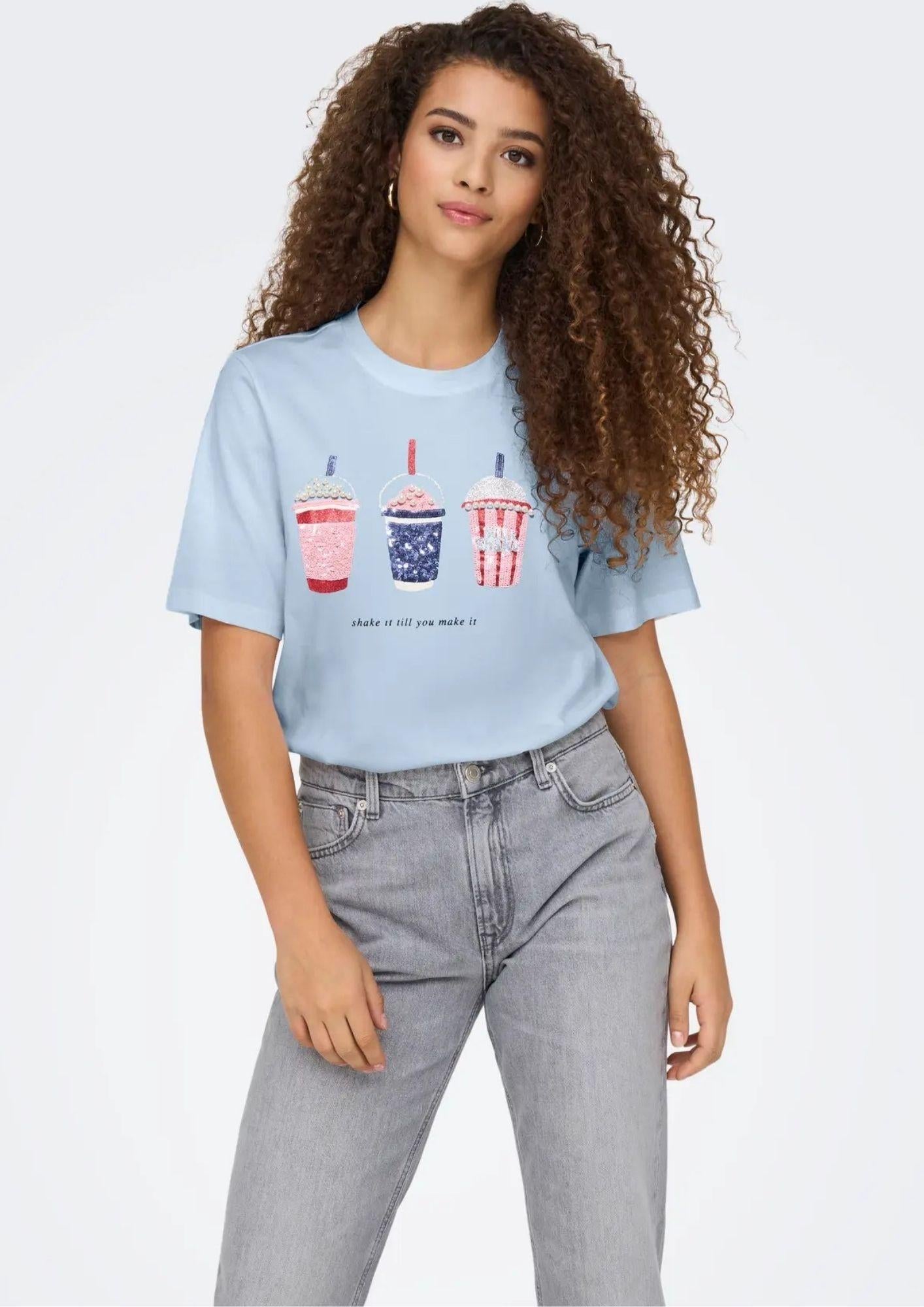 Only T-Shirt Donna Burst Blu 15343431 Soft Chambray ONLY 