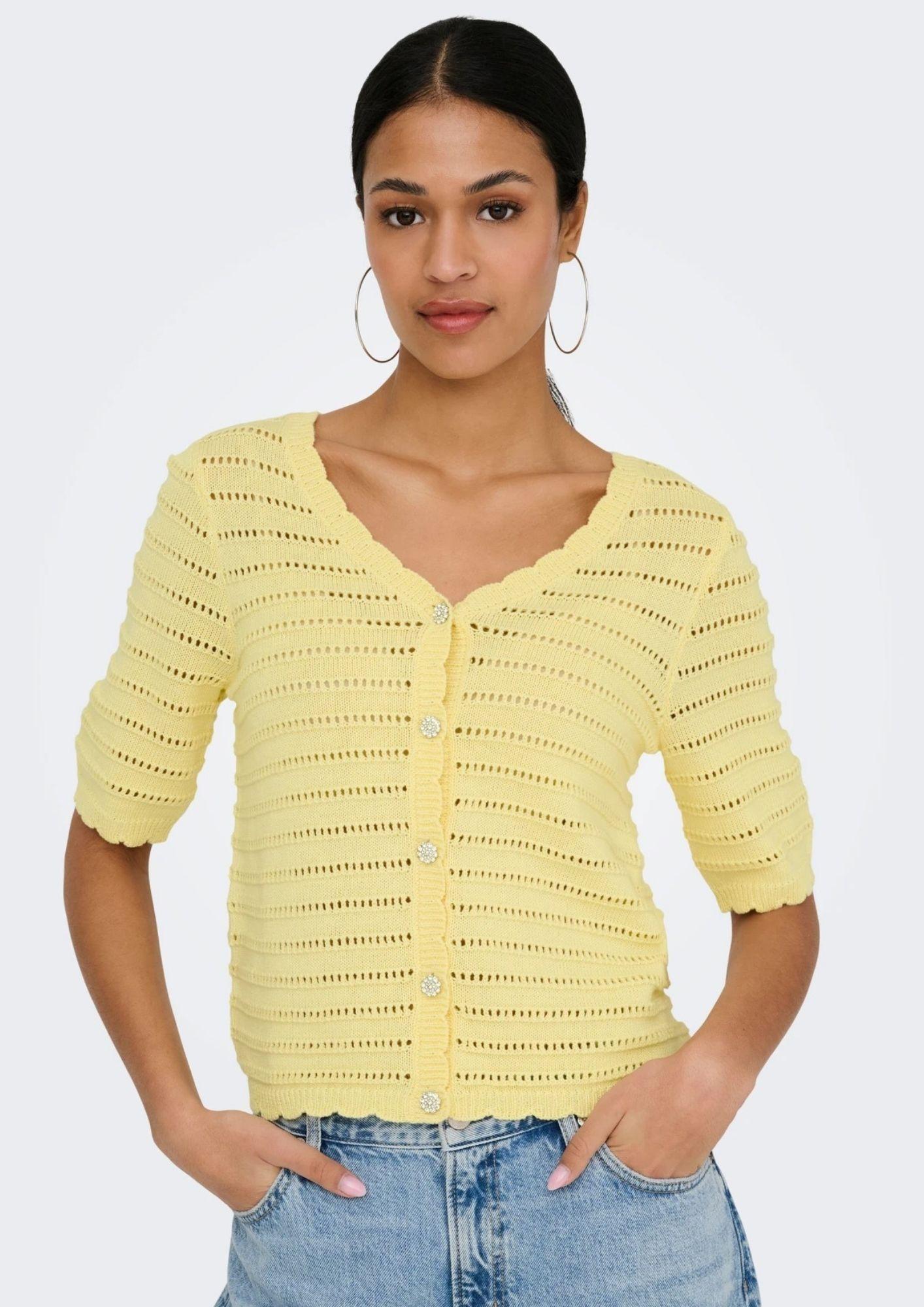 Jacqueline De Yong Cardigan Donna Tanja Giallo 15366211 Double Cream JACQUELINE DE YONG 