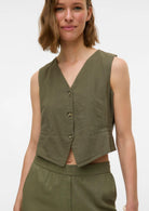 Vero Moda Top Donna Caia Verde 10333795 Deep Lichen Green VERO MODA 