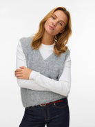 Vero Moda VMNOVAH Maglione smanicato Donna Medium Grey Melange 10339078 Medium Grey Melange VERO MODA 