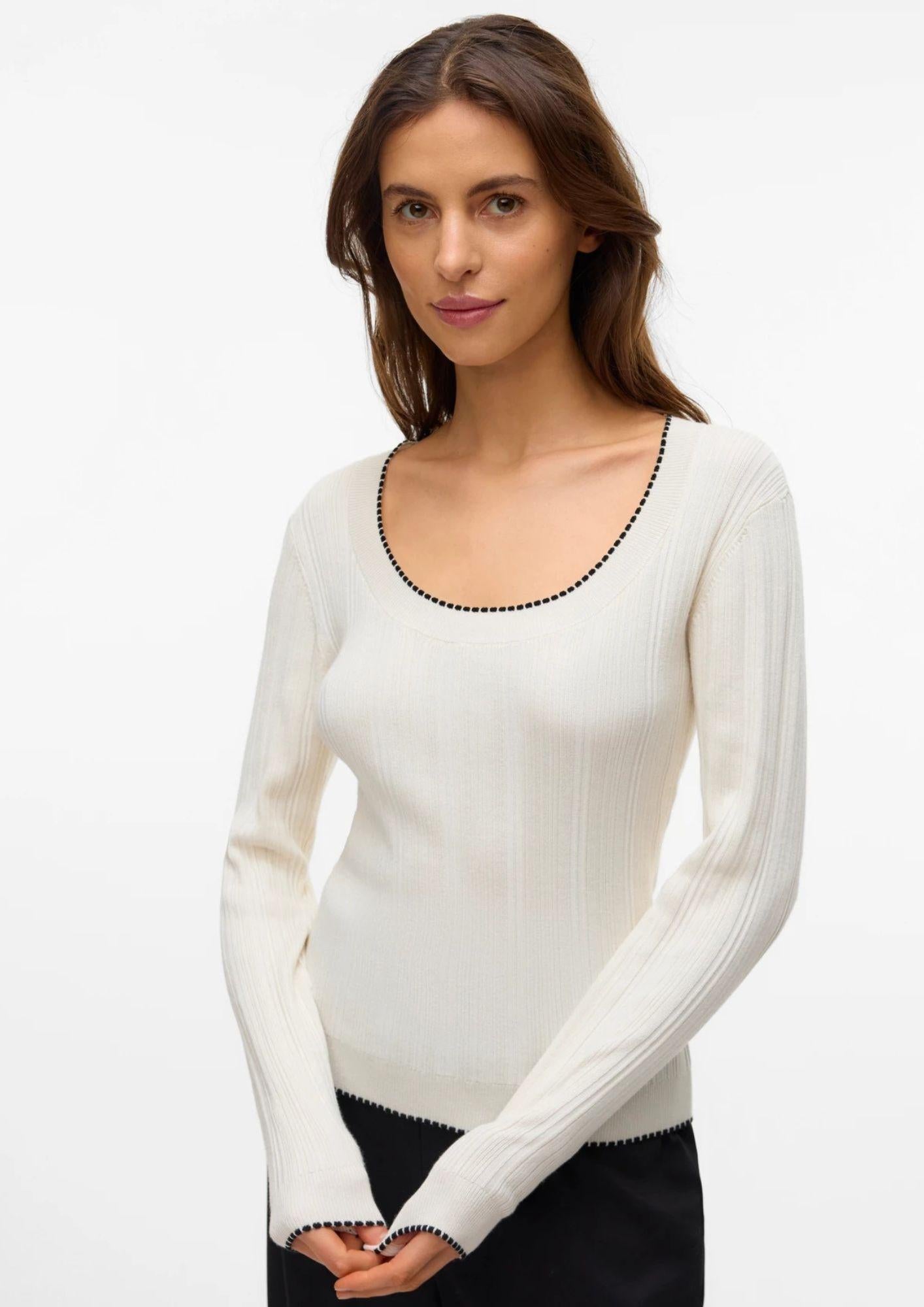 Vero Moda Pullover Donna Nina Bianco Panna 10331331 Birch W. BLACK VERO MODA 