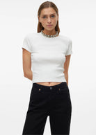 Vero Moda T-Shirt Donna Chloe Marrone Bianco 10306894 Snow White VERO MODA 