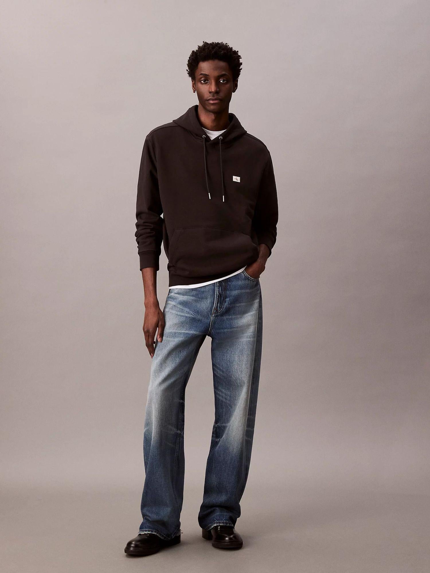 Calvin Klein Felpa con cappuccio in spugna di cotone con stemma Uomo Nero LV04RC274G UB1 CALVIN KLEIN 