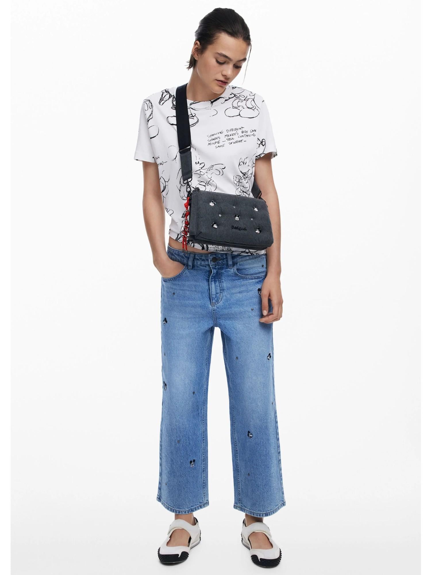 Desigual Borsa a tracolla in denim Mickey media Donna Nero 25WAXD08 2070 DESIGUAL 