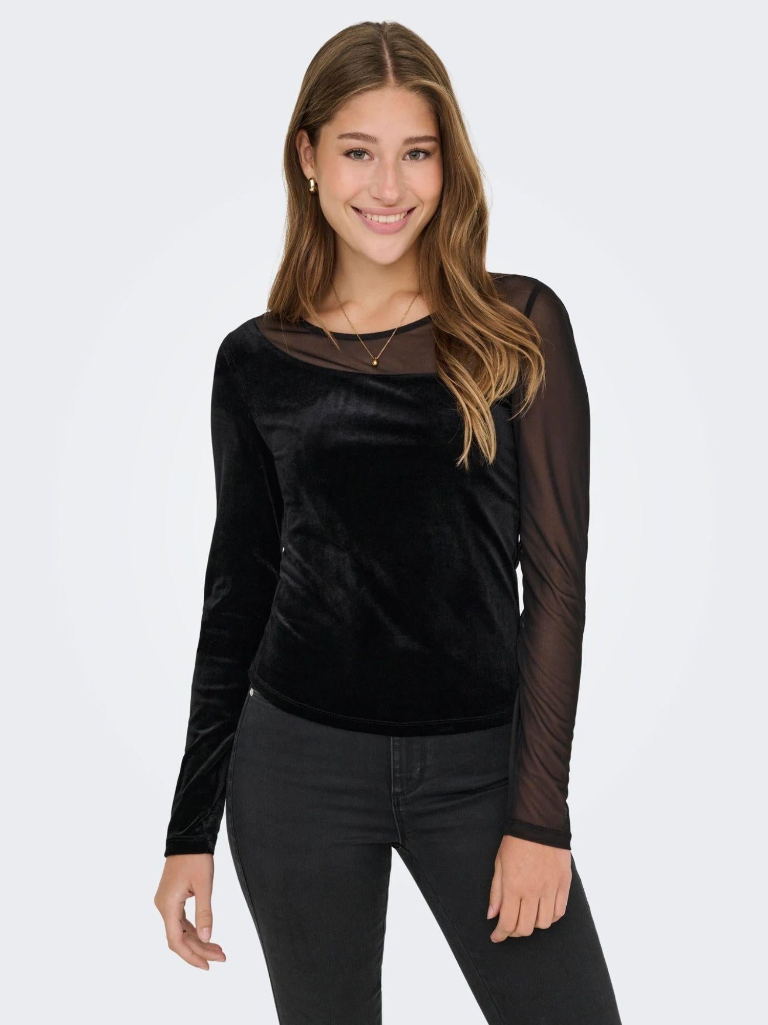Only ONLSMOOTH Top  Donna Nero 15360668 Black Assymetric ONLY 