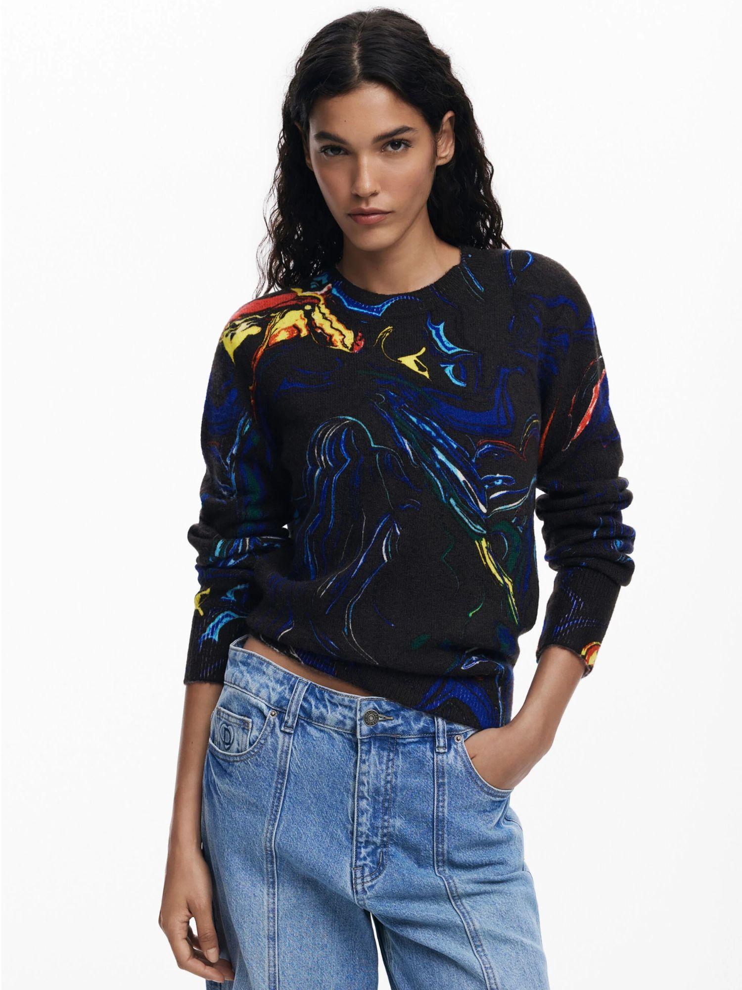 Desigual Maglione disegnato da Mr. Christian Lacroix Donna Nero 25WWJF05 2000 DESIGUAL 
