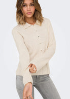 Cardigan Donna Only Thea Beige 15353029 Pumice Stone Melange ONLY 