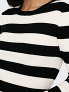 Jacqueline De Yong Maglione Donna Plum Nero Eggnog Stripes 15277223 Black W EGGNOG STRIPES JACQUELINE DE YONG 