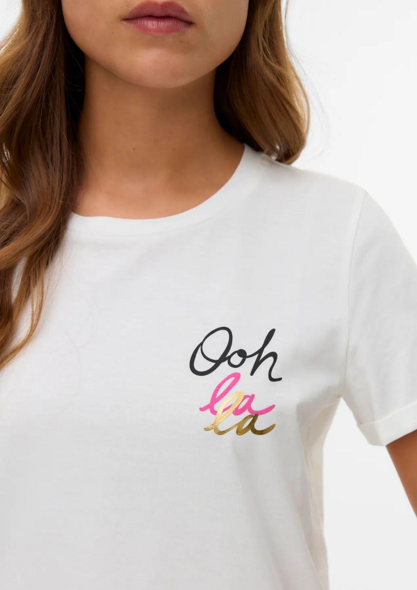 Vero Moda Top Donna Ikami Bianco con Stampa Oh la la 10340181 Snow White OH LA LA VERO MODA 