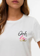 Vero Moda Top Donna Ikami Bianco con Stampa Oh la la 10340181 Snow White OH LA LA VERO MODA 