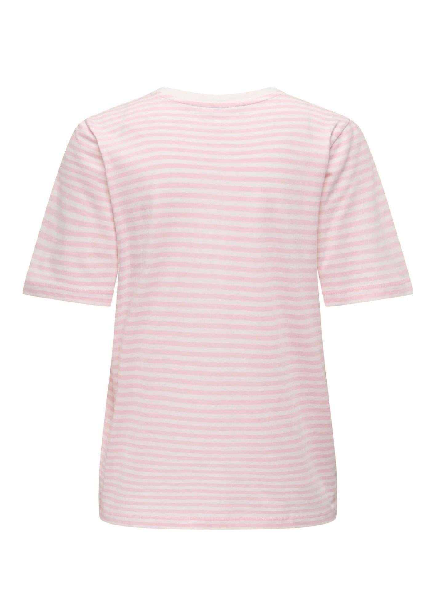 Only T-Shirt Donna Happy Bianca e Rosa 15370117 Cloud Dancer Romance rose ONLY 