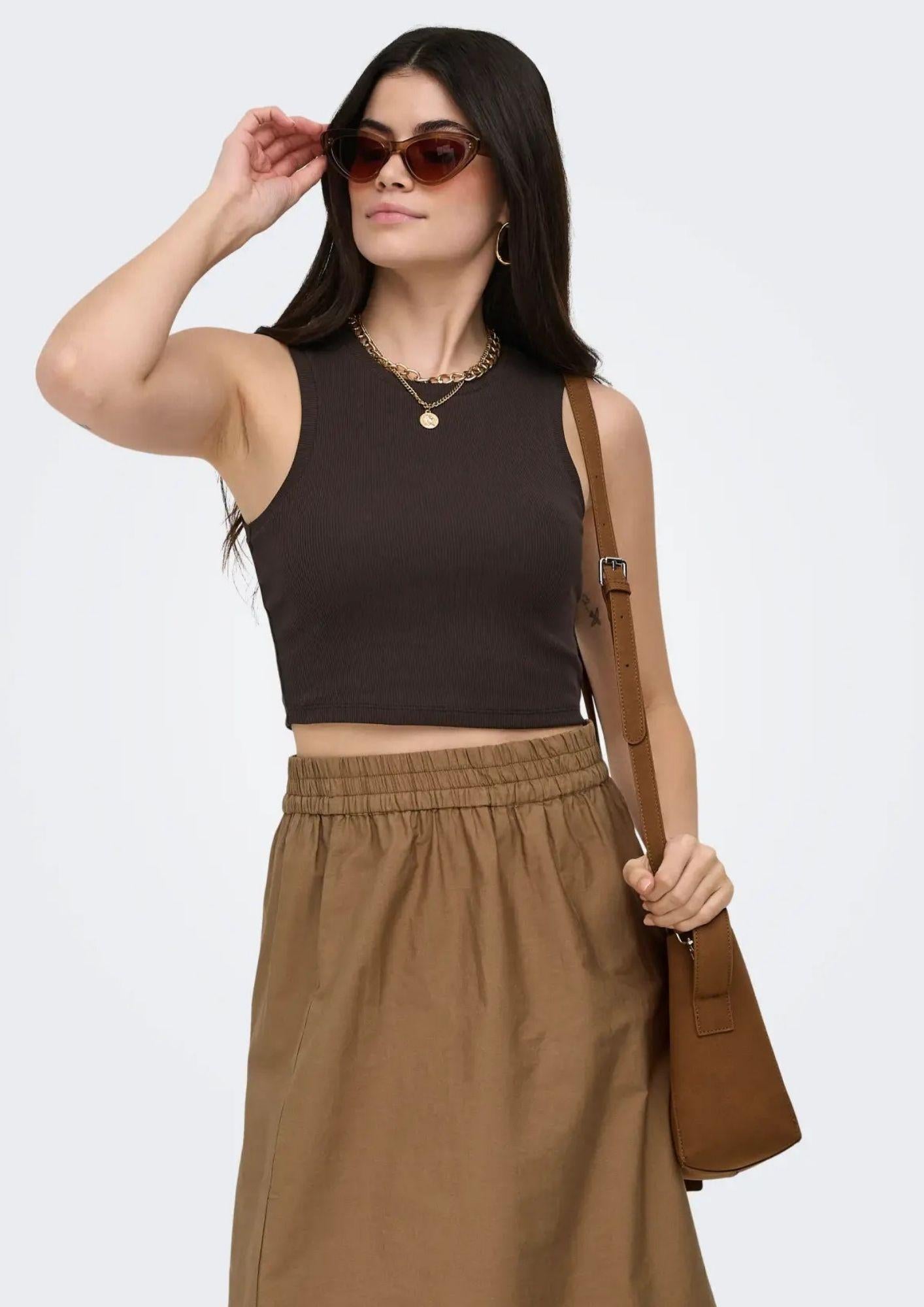Only Top Donna Vilma Nero Caffè 15282771 Black Coffee ONLY 
