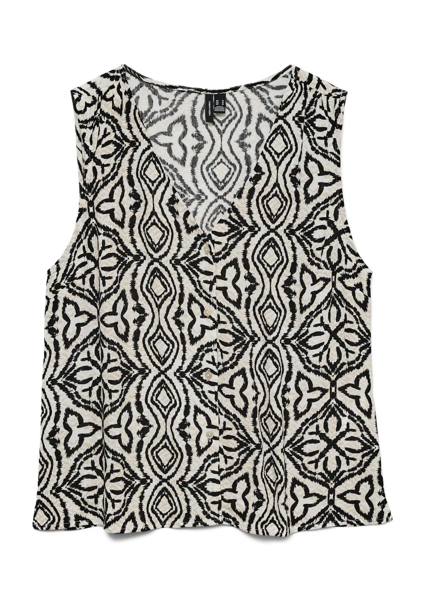 Vero Moda Top Donna Menny Grigio Betulla Stampa Camille 10341539 Birch Camille VERO MODA 