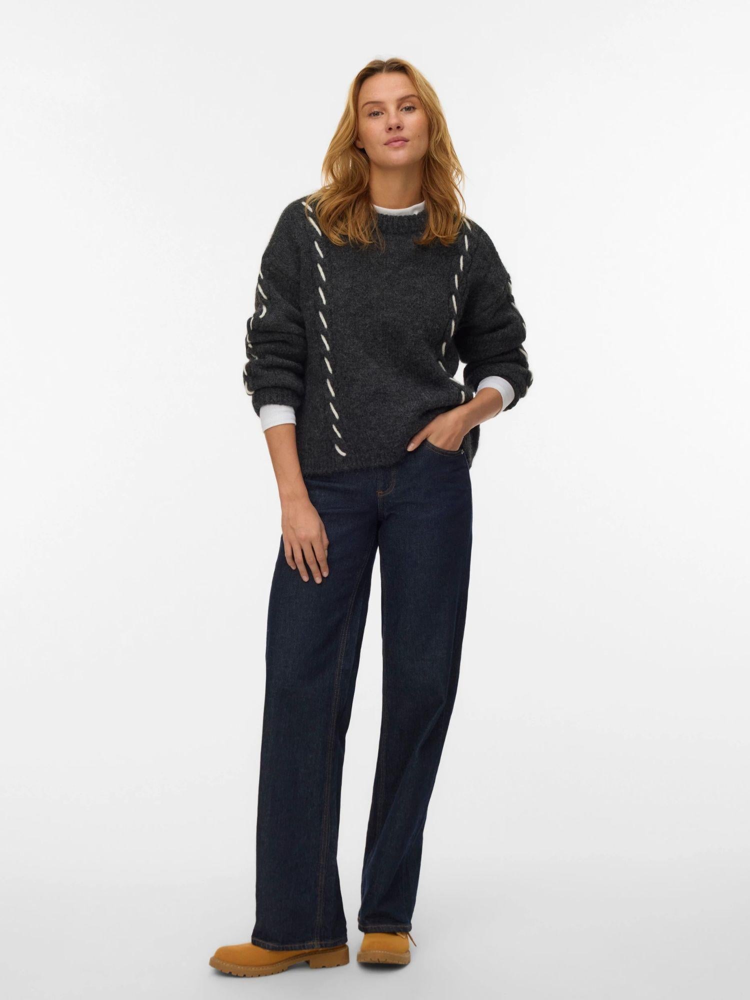 Vero Moda VMILINA Maglione Donna Dark Grey Melange 10334866 Dark Grey Melange VERO MODA 
