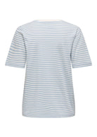 Only T-Shirt Donna Happy Bianca e Azzurra 15370117 Cloud Dancer Soft chambray ONLY 