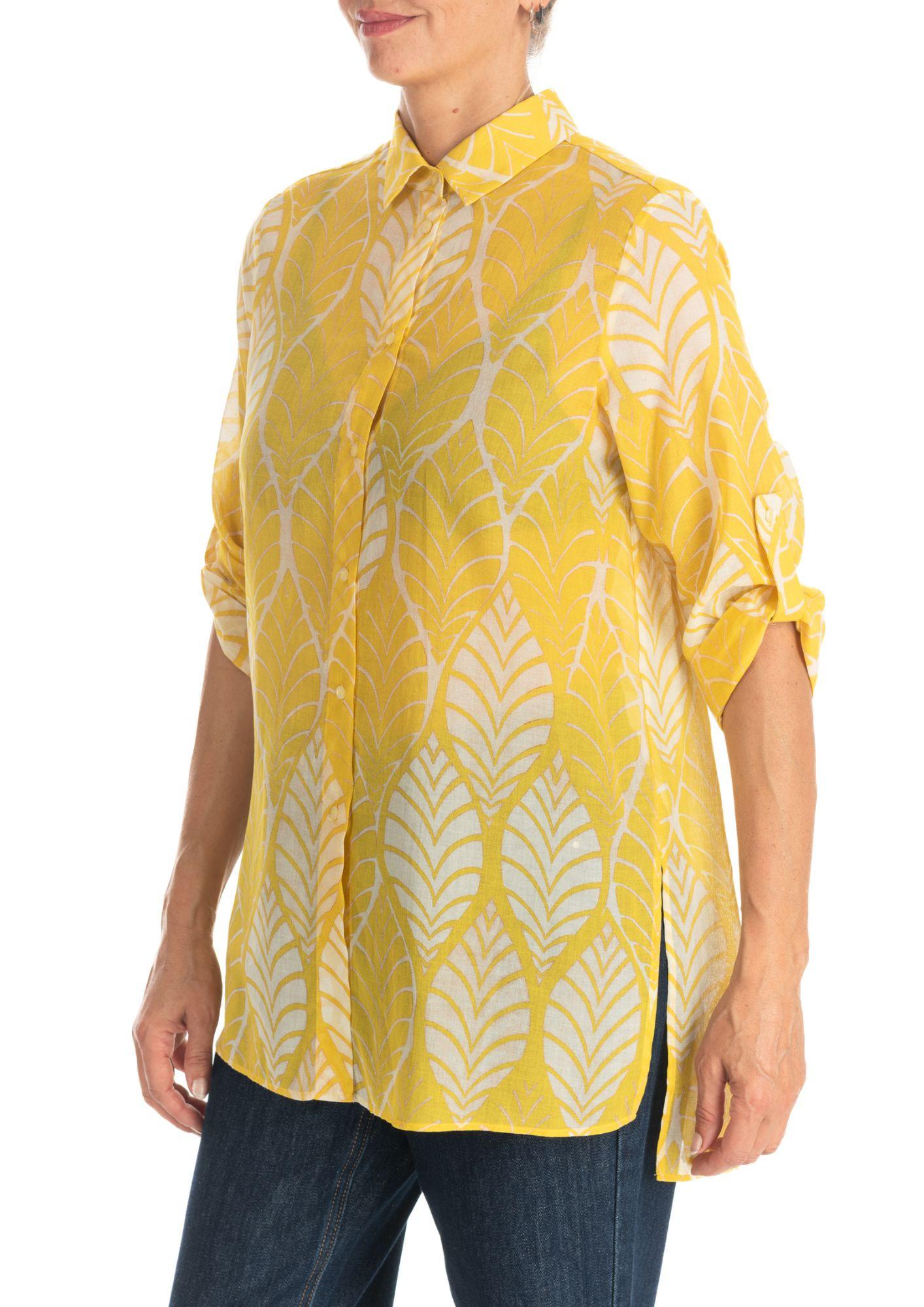 Camicia Donna Gialla Con Stampe 5001R001604 01 DIANA GALLESI 