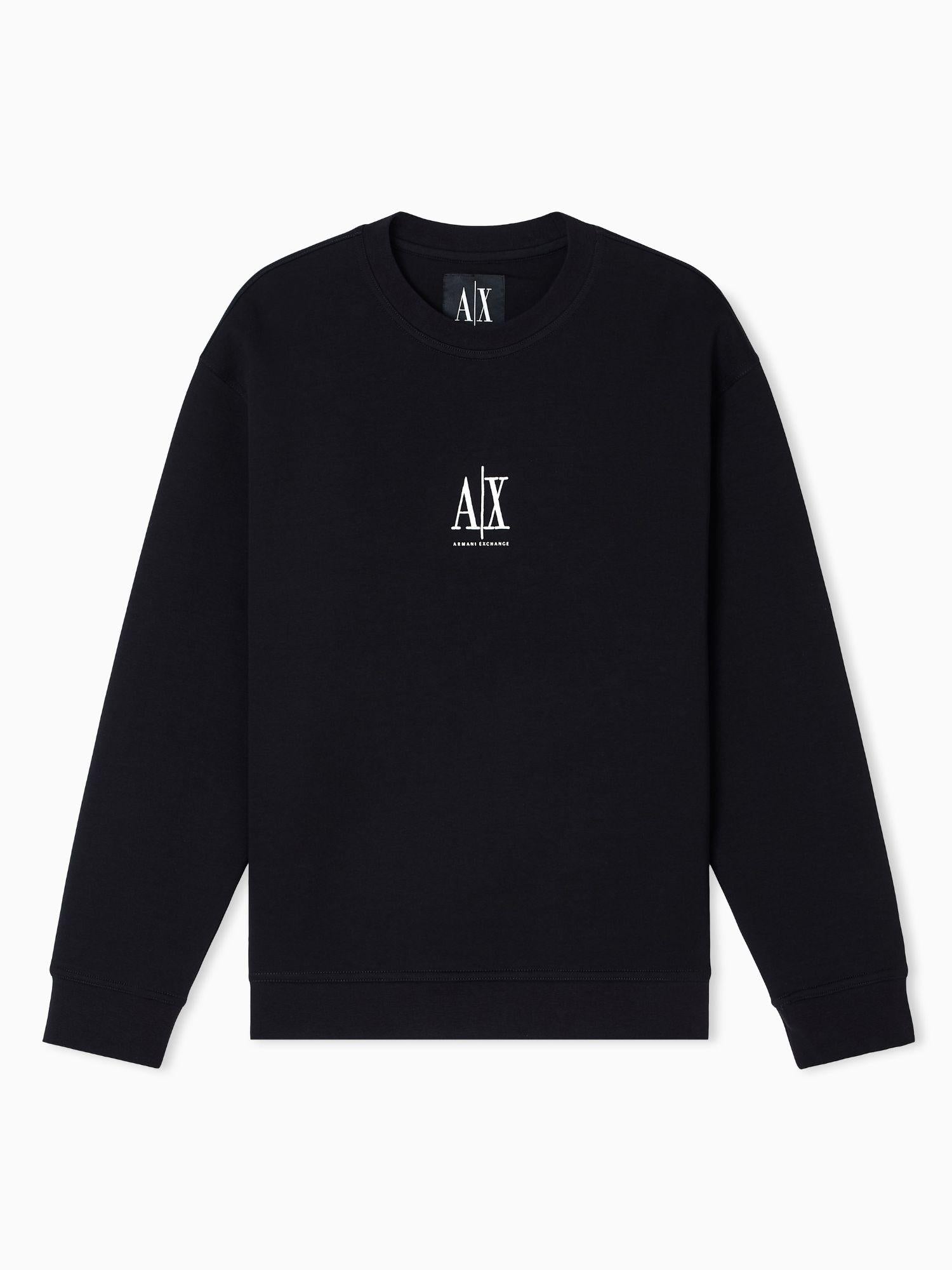 Armani Exchange Felpa girocollo con logo ricamato Uomo Nero XM000368 AF10818 UC001 ARMANI EXCHANGE 