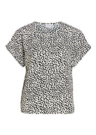 Vila T-Shirt Donna Biaca con Pois Neri 14101663 Sandshell DOT BLACK BEAUTY VILA 