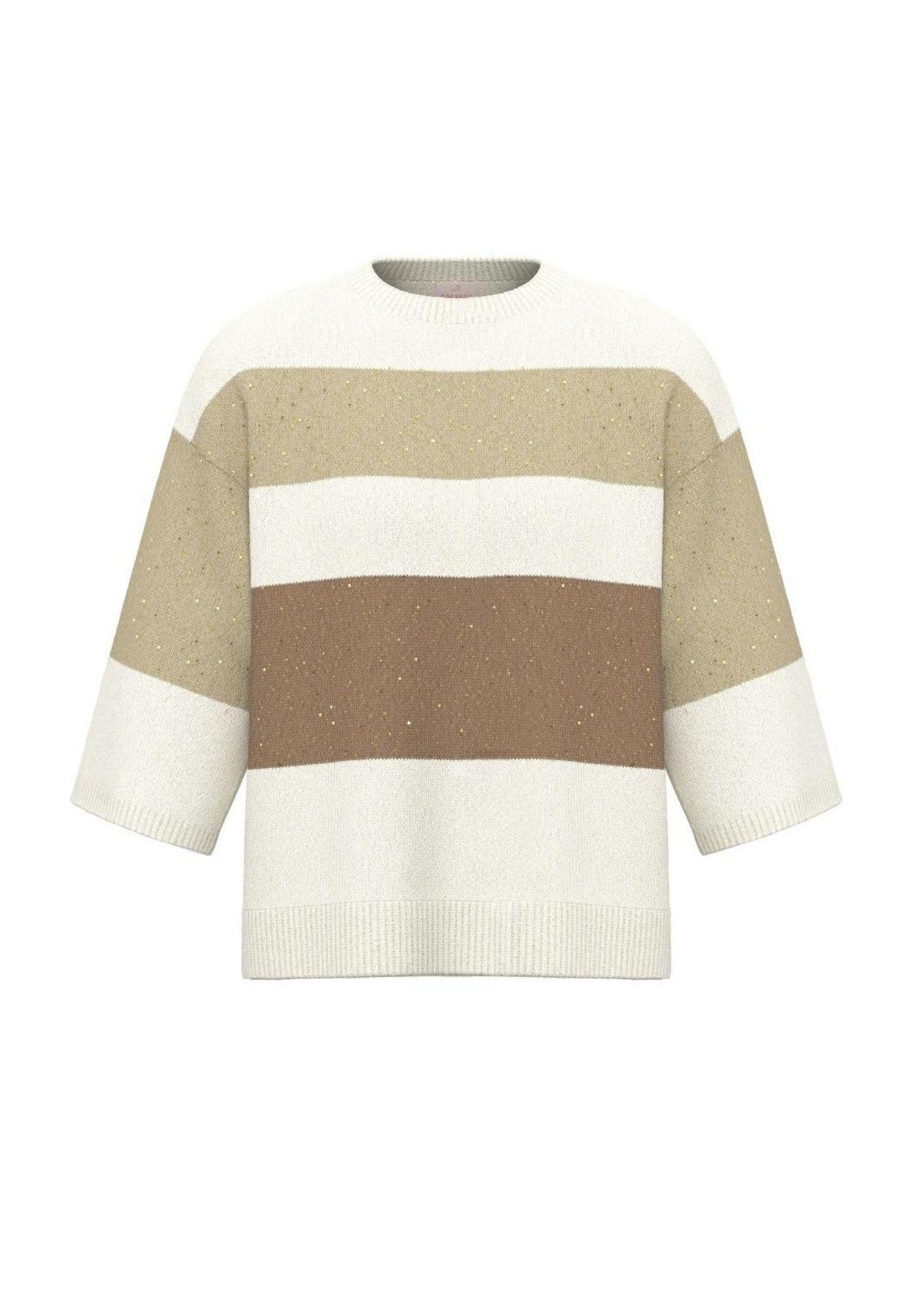 Emme Marella Maglia Donna Emmesule Bianco Beige e Cammello 2615361022200 001 EMME MARELLA 