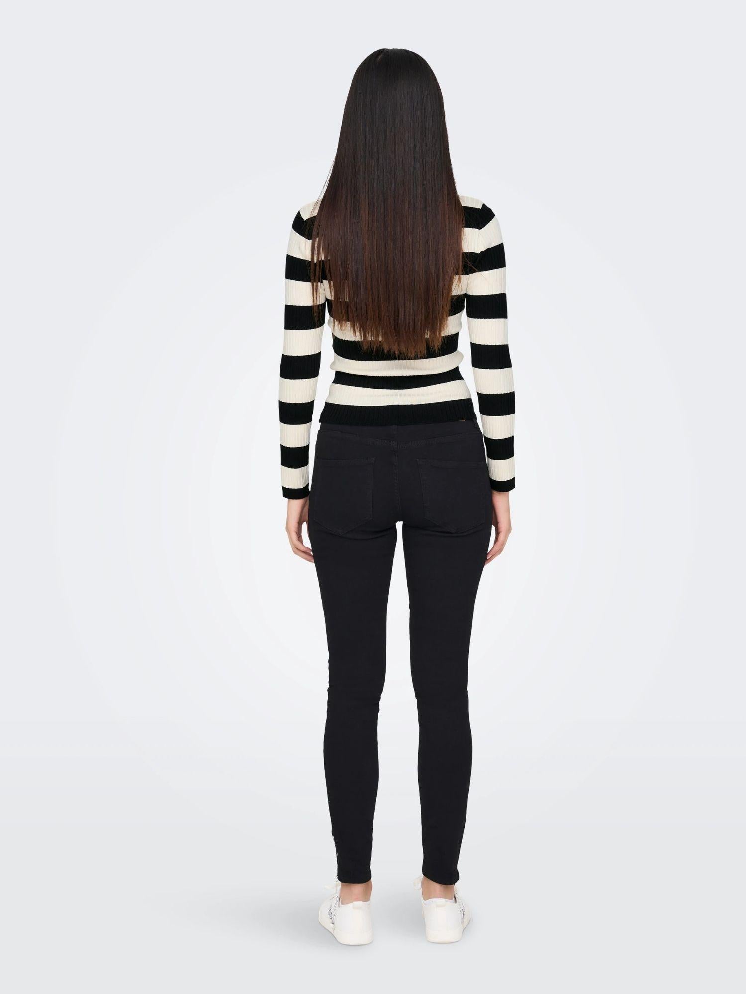 Jacqueline De Yong Maglione Donna Plum Nero Eggnog Stripes 15277223 Black W EGGNOG STRIPES JACQUELINE DE YONG 