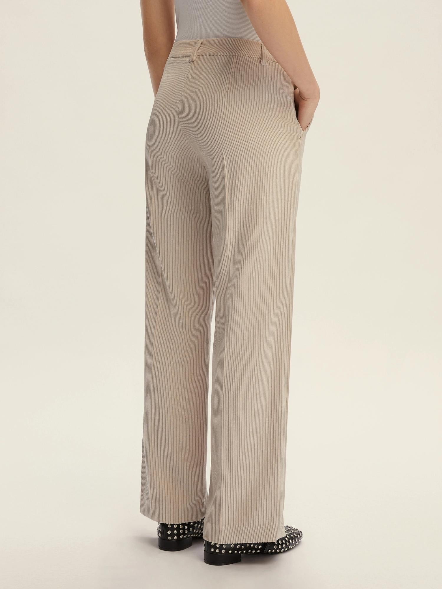 Emme Marella Pantalone dritto in velluto Destino Donna Bianco Sporco 2525136052200 002 EMME MARELLA 
