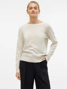 Vero Moda Maglione Donna Doffy Bianco Panna 10201022 Birch MELANGE VERO MODA 