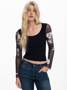 Desigual Maglietta con maniche in chiffon Donna Nero 25WWTK30 2000 DESIGUAL 