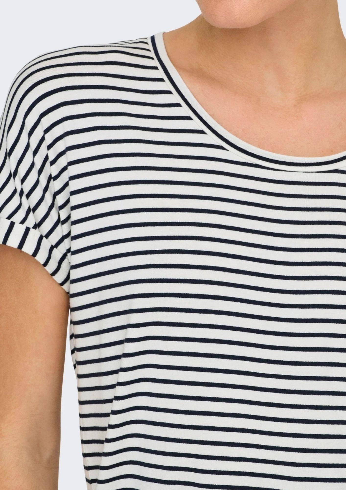 Jacqueline De Yong Top Donna Sissi Bianco e Blu 15325267 Cloud Dancer SKY CAPTAIN JACQUELINE DE YONG 