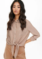 Only Camicia Donna Lecey Marrone Linee Bianche 15195910 Toasted Coconut ONLY 