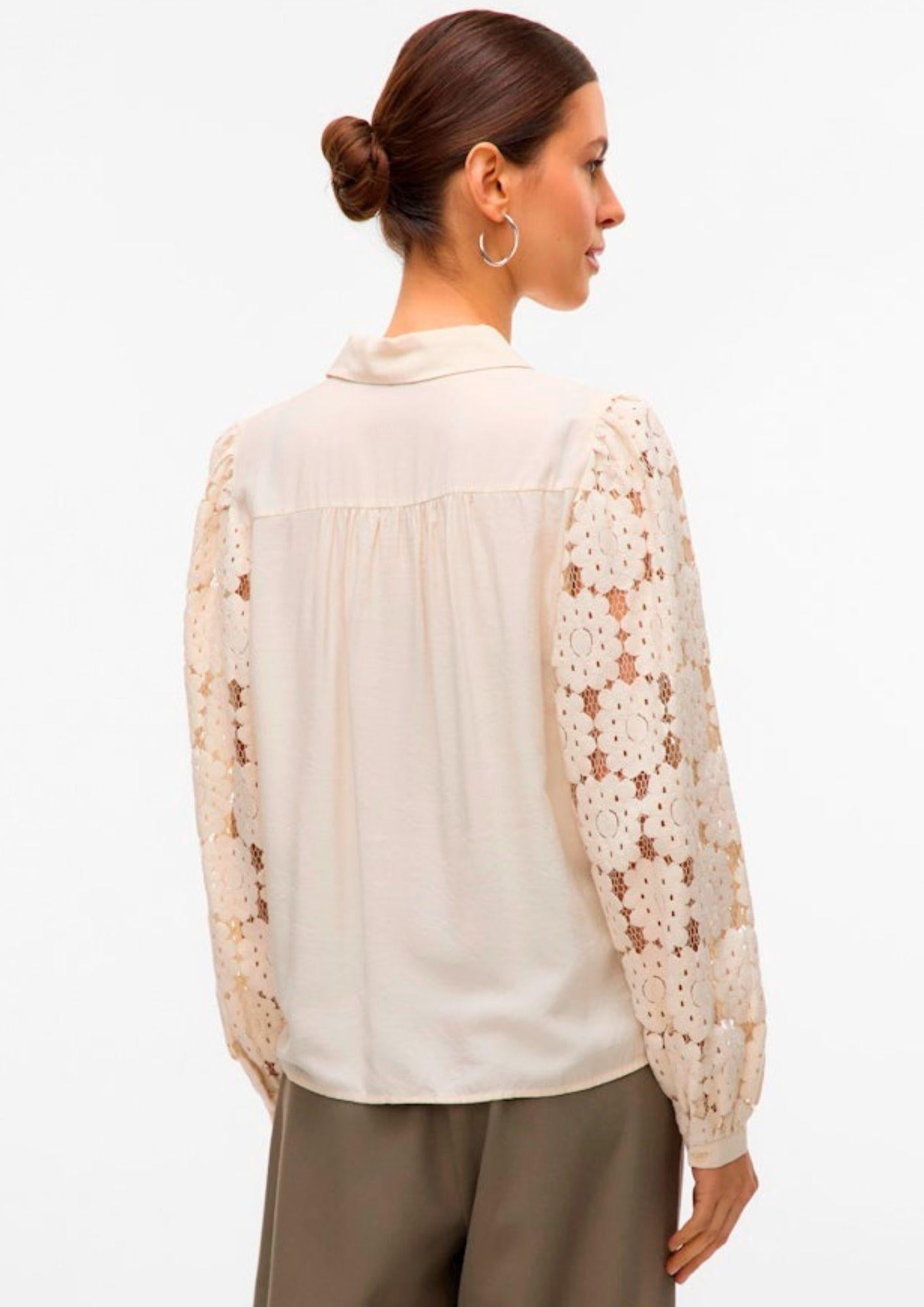 Vero Moda Camicia Donna Fabena Bianco Betulla 10332693 Birch TONE IN TONE LACE VERO MODA 