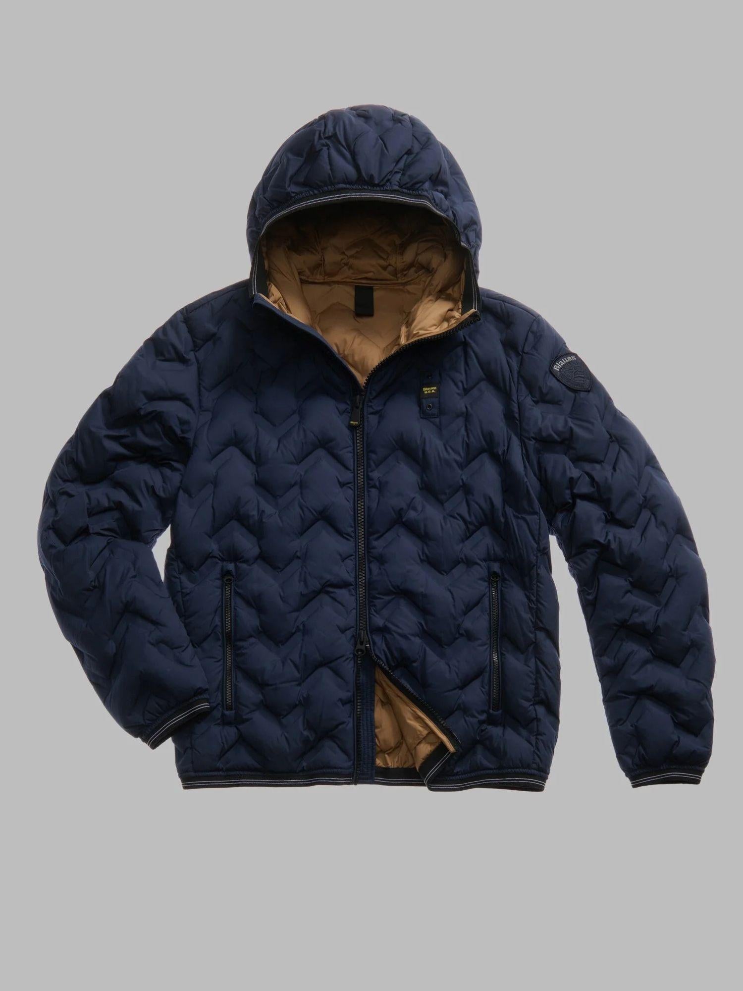 Blauer Piumino ad angoli Piery Uomo Blu interno tabacco BLUC03233 7308 888 BLAUER 