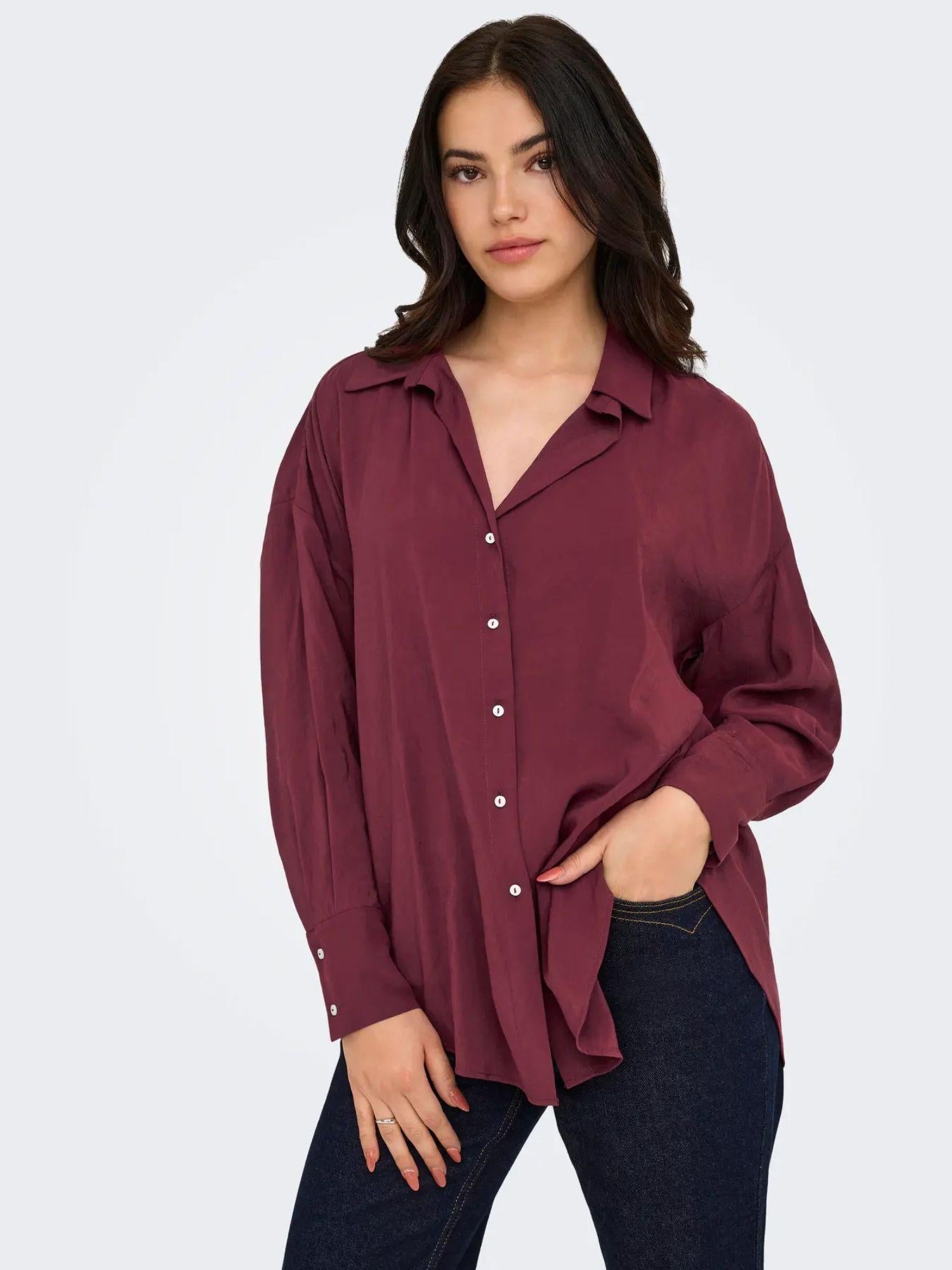 Only ONLZAZIMA Camicia Donna Burgundy 15272523 Burgundy ONLY 