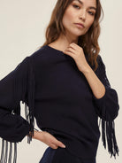 Emme Marella Maglia over con frange Donna Falco Blu 2525366281200 013 EMME MARELLA 