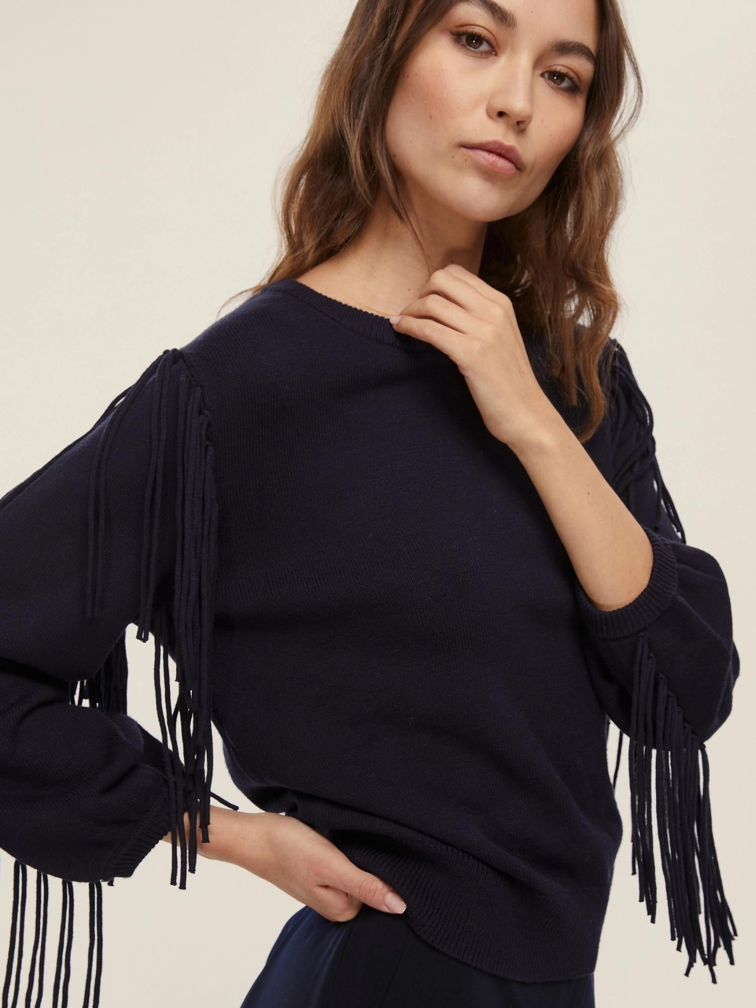 Emme Marella Maglia over con frange Donna Falco Blu 2525366281200 013 EMME MARELLA 