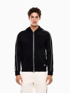 EA7 Emporio Armani Felpa con cappuccio e zip Logo Series in misto cotone Uomo Nero 7M000973 AF10377 UC001 EA7 EMPORIO ARMANI 